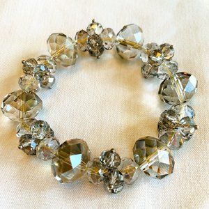 Sparkling, Clear, Tan, Elastic Bracelet